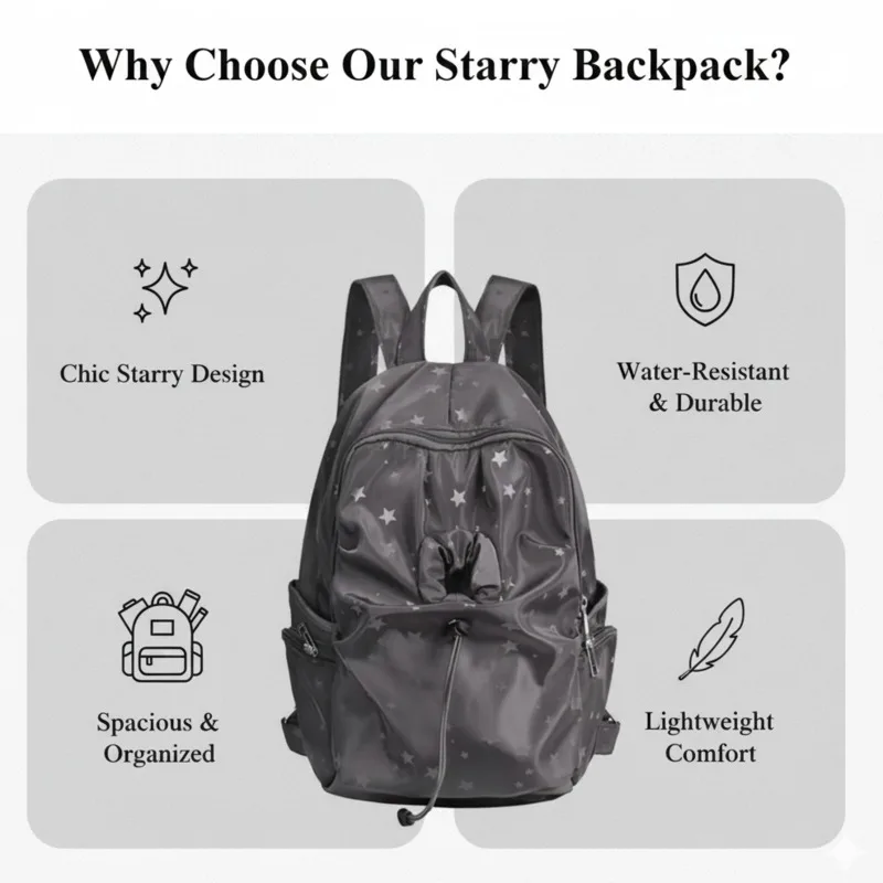Star Backpacks Korean Style Cartoon Waterproof Large Capacity School Bag For Teen Girls Women Daily Commute Travel Backpacks New