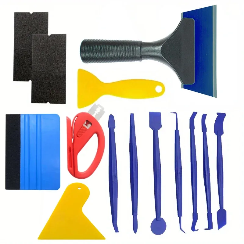 14Pcs Car Wrapping Vinyl Tool Kit Window Film Tint Tools Car Wrap Sticks Edge Trimming Squeegee Tinting Felt Edge Squeegee