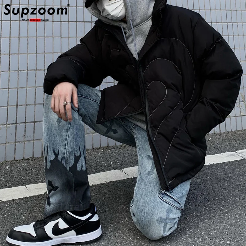 Supzoom 2025 New Arrival Hot Sale Top Fashion Autumn Zipper Fly Stonewashed Casual Cargo Denim Pockets Cotton Jeans Men