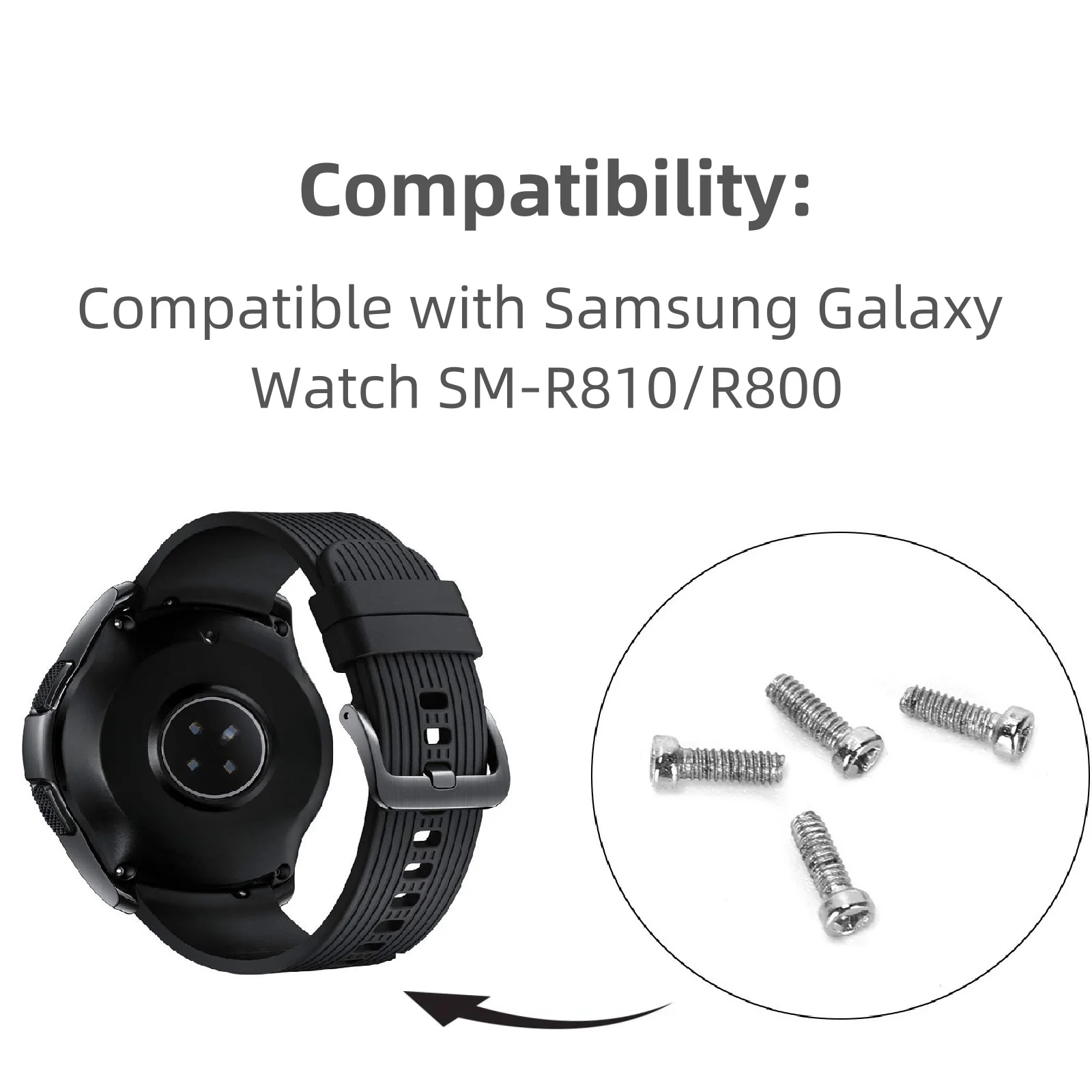Ruimou 4Pcs Watch Back Cover Screw Replacement Parts Compatible With Samsung Galaxy Watch SM-R810/R800