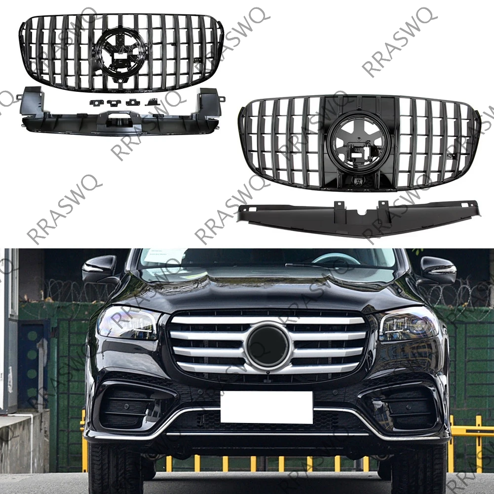 

For Mercedes Benz X167 GLS Class GLS450 GLS500 GLS580 2024 2025++ Car Front Bumper Grille Centre Panel Styling Upper Grill