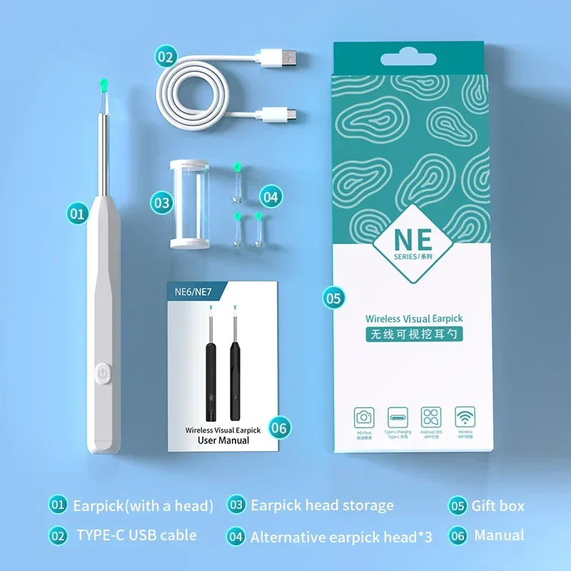 

Mini Camera USB C Rechargeable Earwax Removal Tool Ear Endoscope Smart Visual Ear Cleaner with Camera Ear Health Care Kit