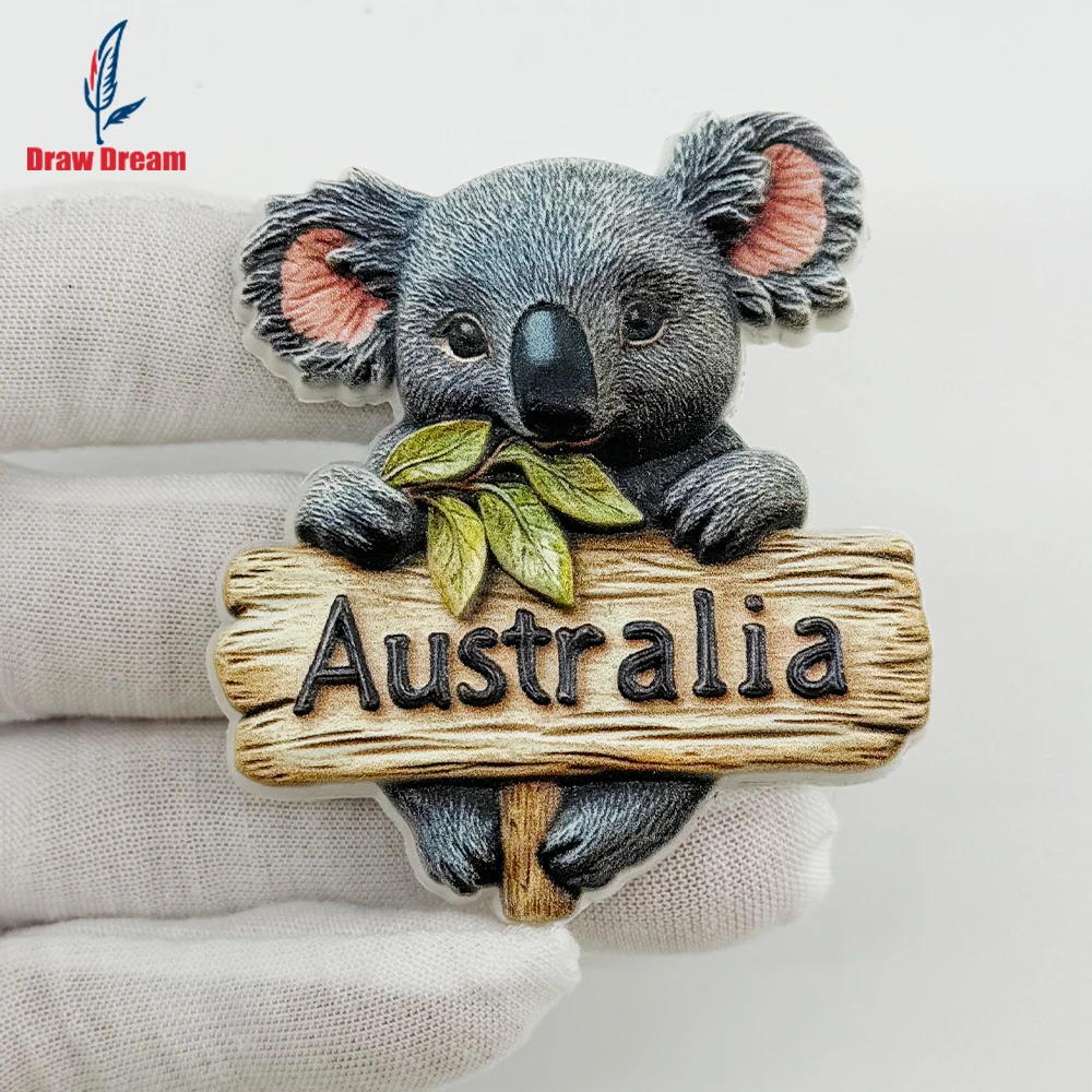 1Pc Australian Creative Koala 3D Refrigerator Magnet World Travel Souvenir Collection Suitable for Home and Office Decoration, Personalized Exclusive Travel Souvenir Magnetic Refrigerator Magnet, Home Decoration, Kitchen, Room, Office, Cabinet Crafts, Gifts, Holiday Souvenirs, Exquisite Small Gifts