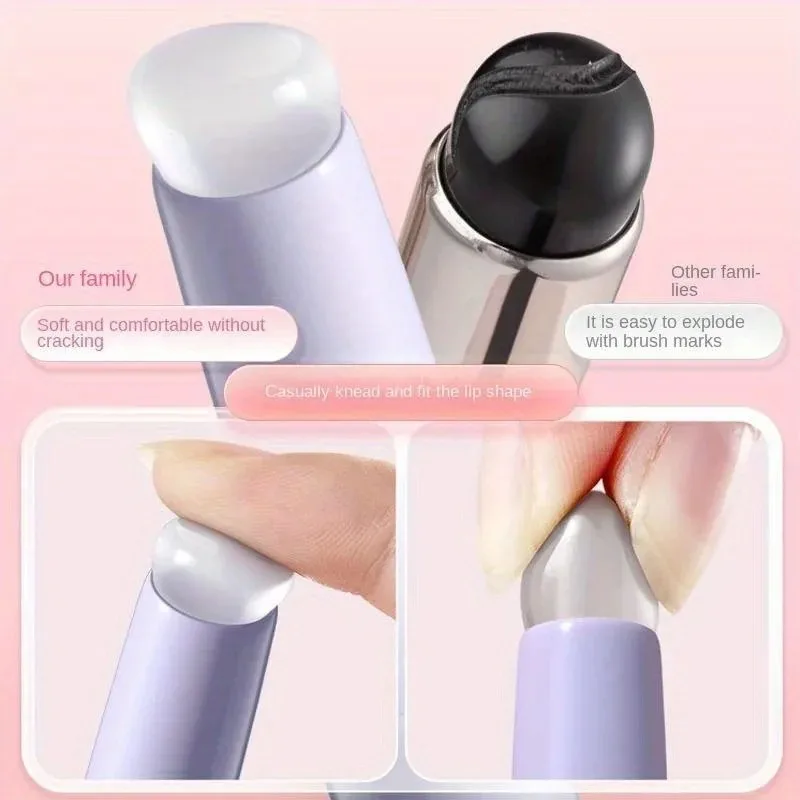 New Silicone Lip Brushe with ABS Plastic Handle Portable Lipstick & Lip Balm Applicator with Cap,Perfect Blending & Smudge Cover