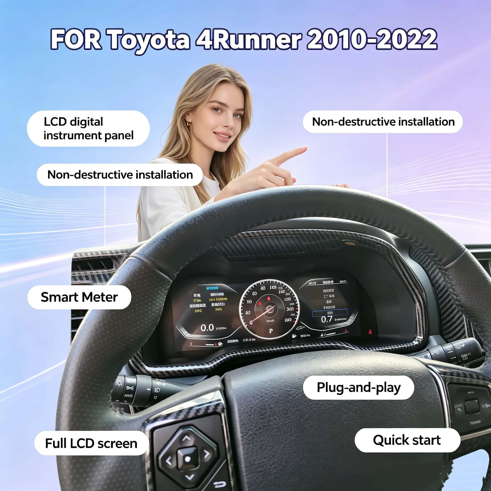 For Toyota 4runner 2010-2022 Digital Dashboard LCD Instrument Panel GPS Speedometer Virtual Cockpit Cluster LCD Digital Cluster