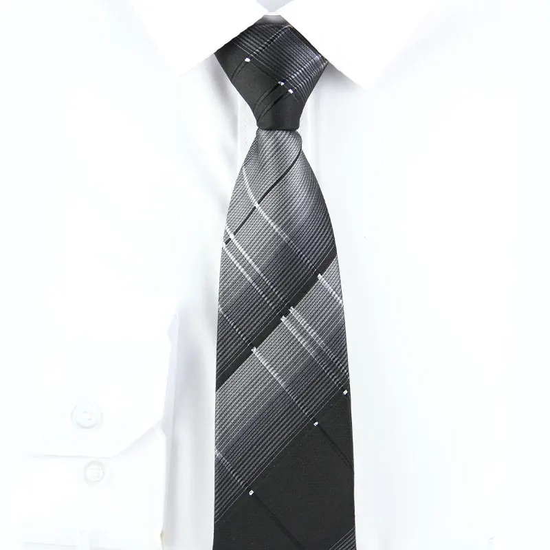 Men's No-Tie Wide Zipper Tie 8cm (3.15inch) Gray-Blue Multi-Color Dark Pattern Diagonal Stripe Small Polka Dot Polyester Bank Workwear Interview Business Accessory