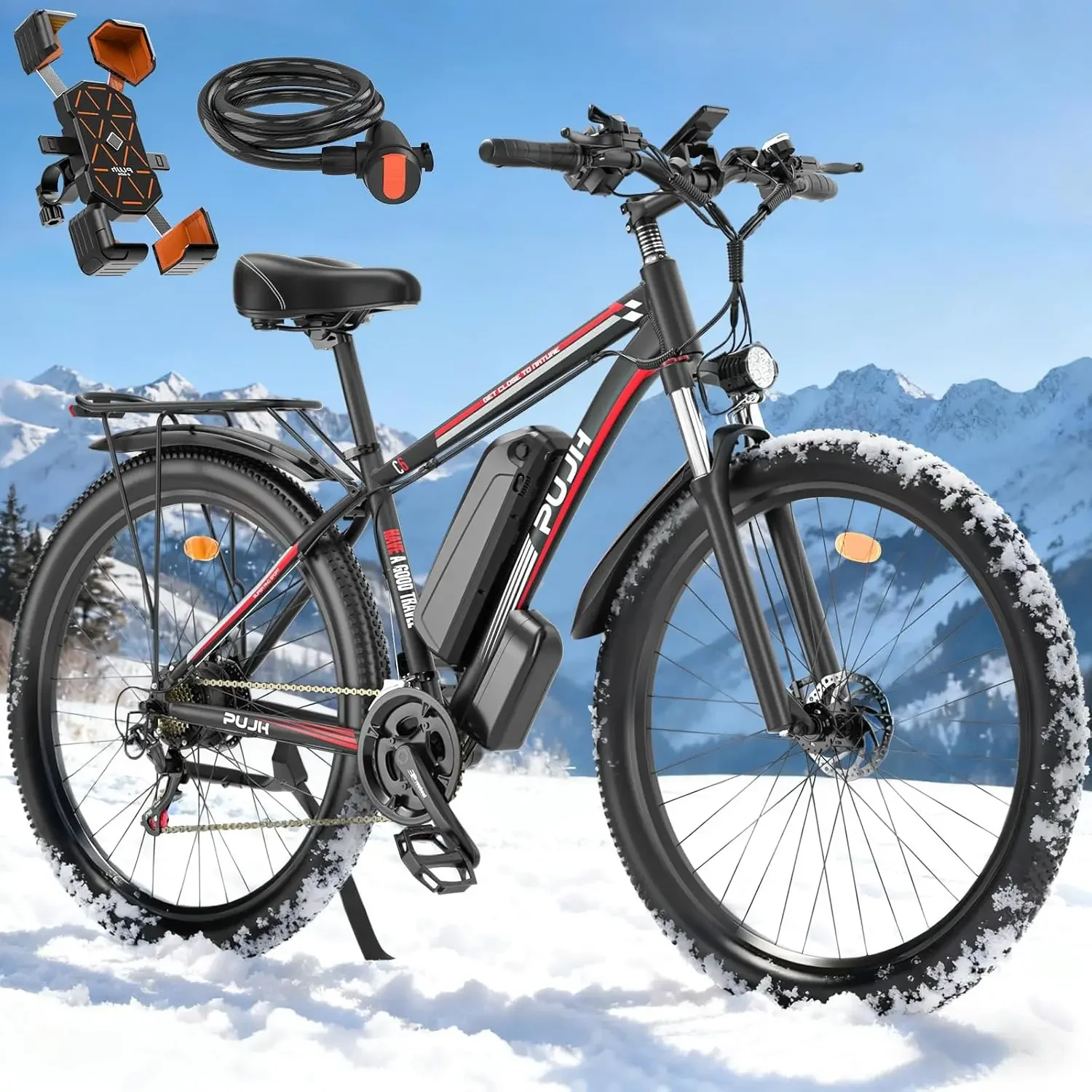 

Electric Bike for Adults with Peak 2000W, Max 34 mph 30-80 Miles Commuting Electric Mountain Bike, 48V 17.5Ah, Customized