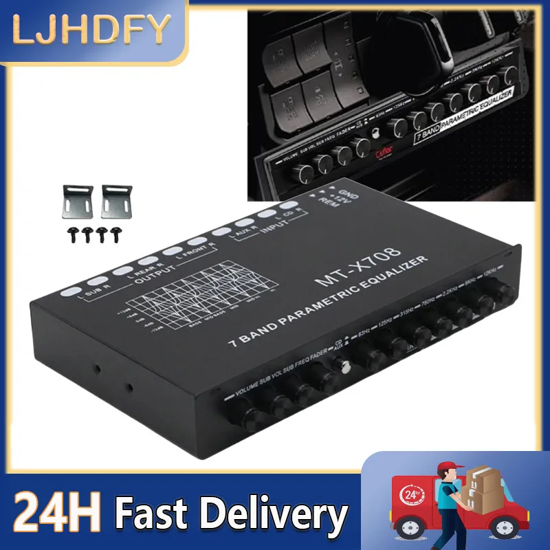 Multifunctional Advanced 7 Band Car Stereo Equalizer Featuring Front Rear Subwoofer Outputs for Optimally Sound Tuning