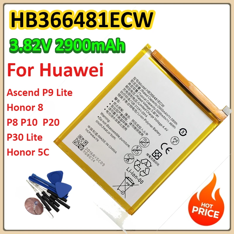 

HB366481ECW ​ Литиевая батарея 2900 мАч для Huawei Ascend P9 Lite Honor 8 P10 P20 P30 Lite P8 Honor 5C Сменная батарея для телефона