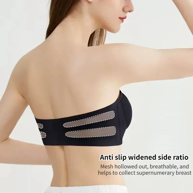 Women Sexy Strapless Anti-slip Bra Solid Invisible Push Up Bras Wireless Seamless Underwear Without Straps Bralette Lingerie