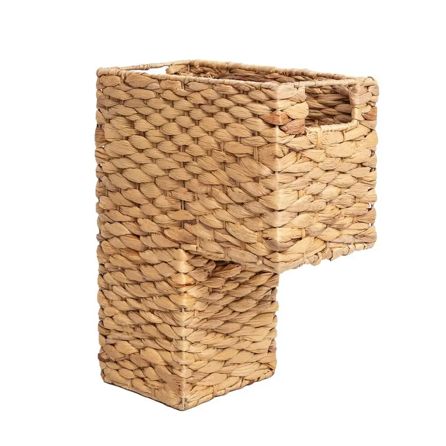 

Stair Basket with Handles, Woven Water Hyacinth Stair Baskets for Carpeted Stairs, Stair Storage Basket Staircase Basket for Woo