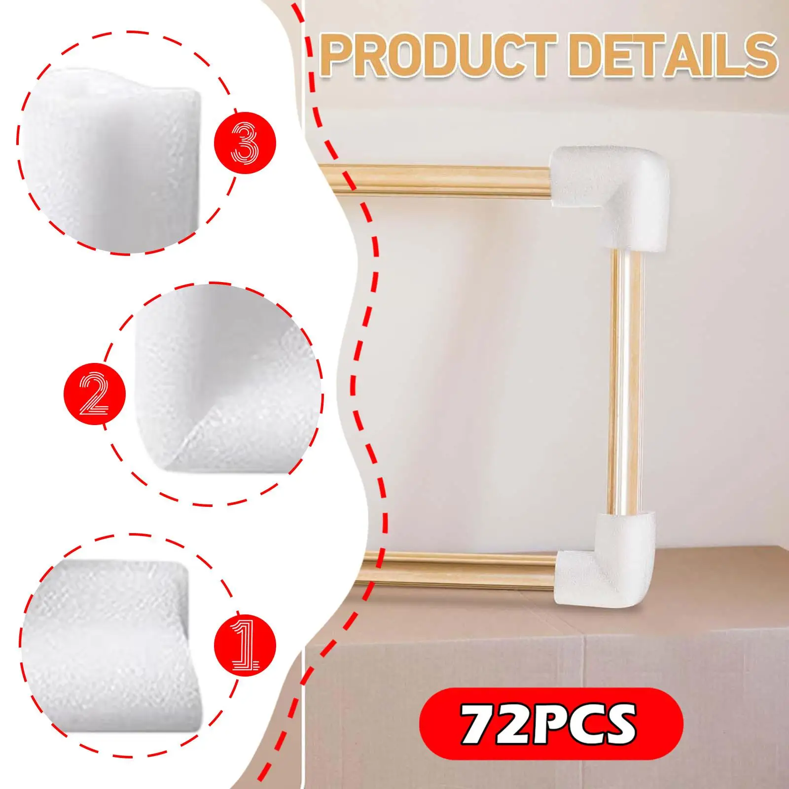 72 Pieces Foam Corner Protectors Packaging Foam Shipping Corners Practical Support Edge Protection Corners for Transit Mirror