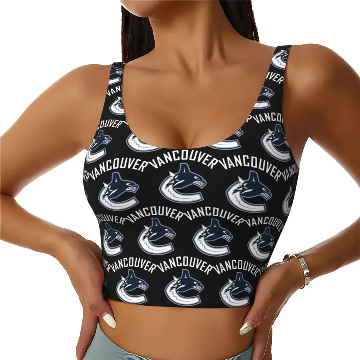 Custom Vancouver Hockey Canucks Essential Active Women Sports Bras High Impact Vest Gym Workout Yoga Crop Tank Tops