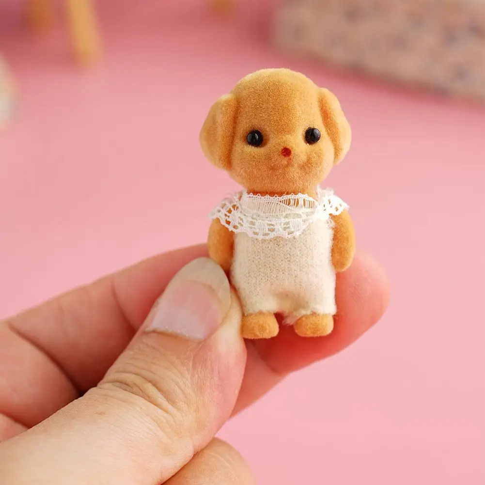 Limb Movable Forest Family Animal Figure Poodle Flocked Shaggy Figurine Dog Model Toy Dollhouse Miniatures Accessories For Kids