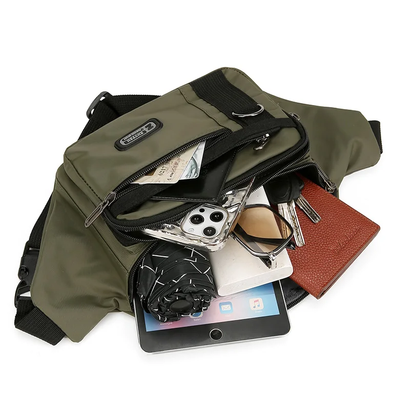 Unisexowe, wielofunkcyjne nerki o dużej pojemności, wodoodporne, nylonowe torby biznesowe, modne torby crossbody na ramię do noszenia na piersi, idealne do podróży i pracy.