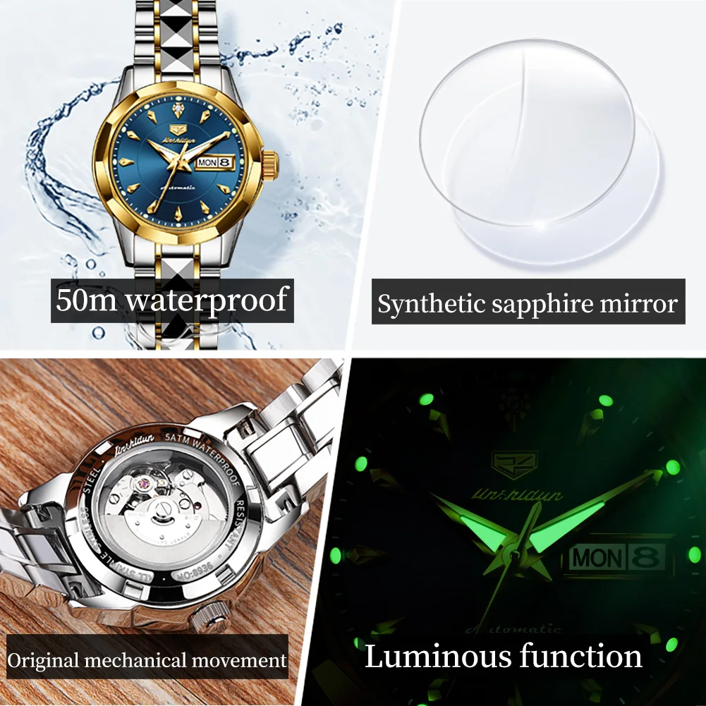 JSDUN Elegant Luxury Watch for Women Best Selling Fashion Automatic Mechanical Women\'s Wristwatch Original Trend Women Watches