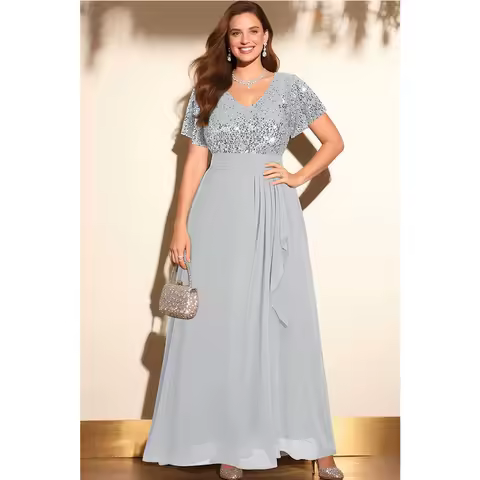 Customized Fashion Women Plus Size Formal Dresses Sequin Evening Gowns Wedding Dress For Woman Bride Prom Long Dress Bridal Gown