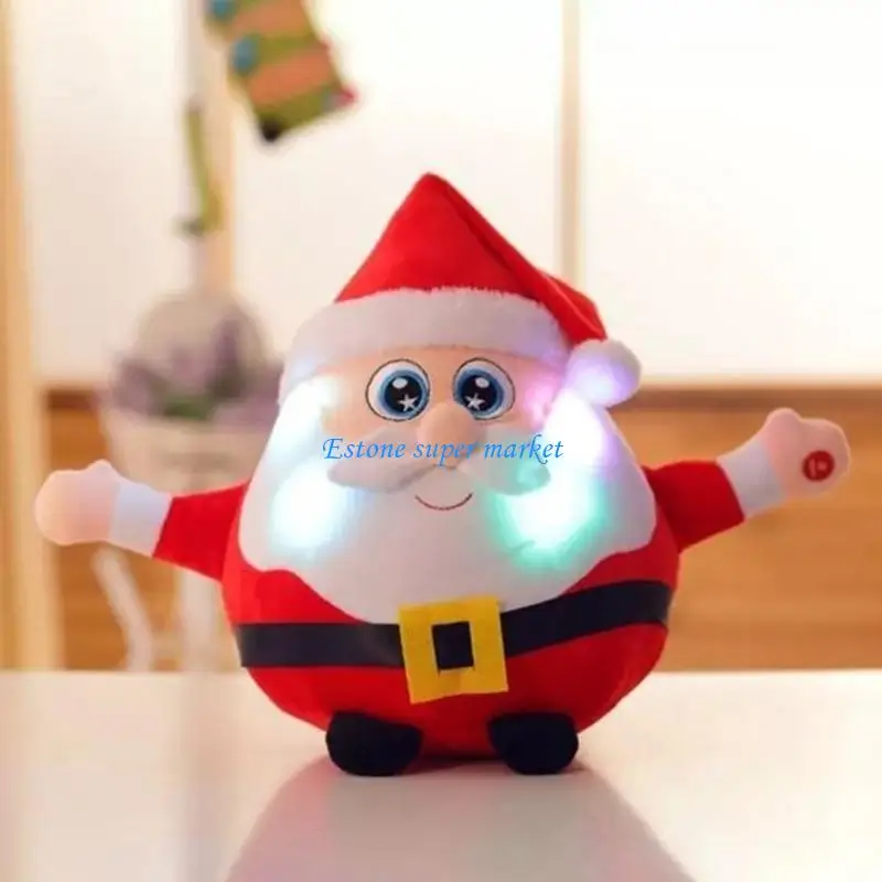090B 20 ซม./8 นิ้วตุ๊กตาสำหรับตุ๊กตาตุ๊กตาSantaผ้าฝ้ายนุ่มLight Upไฟฟ้าของเล่นในตัวเพลงปาร์ตี้วันหยุดของขวัญOrnamen