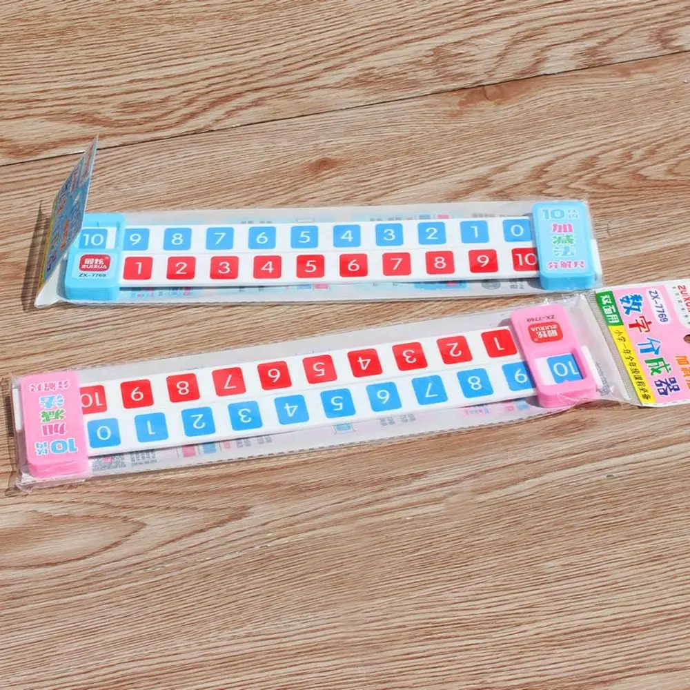 

Plastic Math Decomposition Ruler Pink/Blue Portable Subtraction Ruler Teaching Demonstration Within 20 Addition Ruler