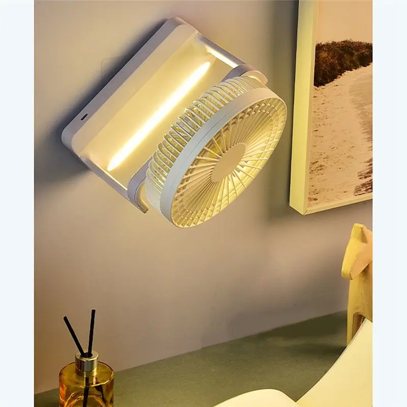 618 Mega Sale Desktop Small Fan Rotating Shaking Head Wall Hanging Ceiling Fan Night Light Portable Mini Table Fan