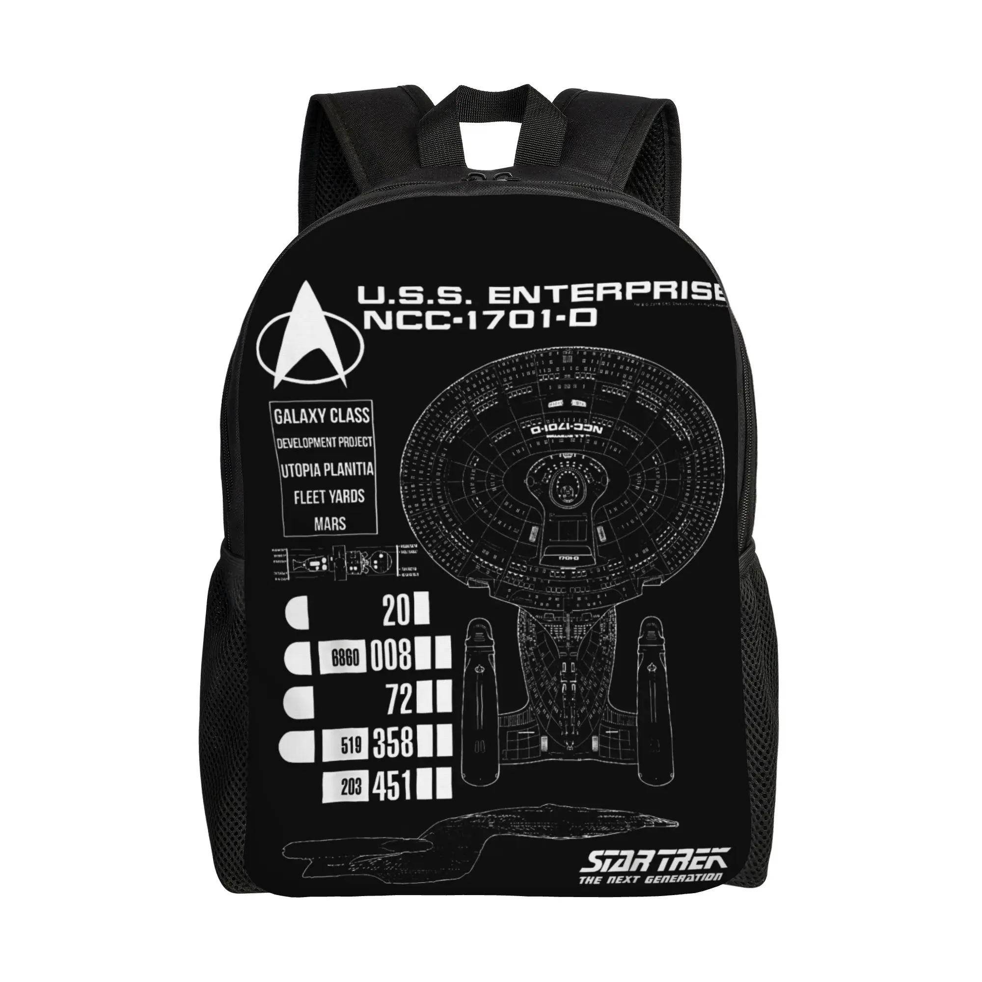 Stars Treks The Next Generation U.S.S. Enterprise Chart Backpack High School Work Daypack Laptop Computer Canvas Bags Durable