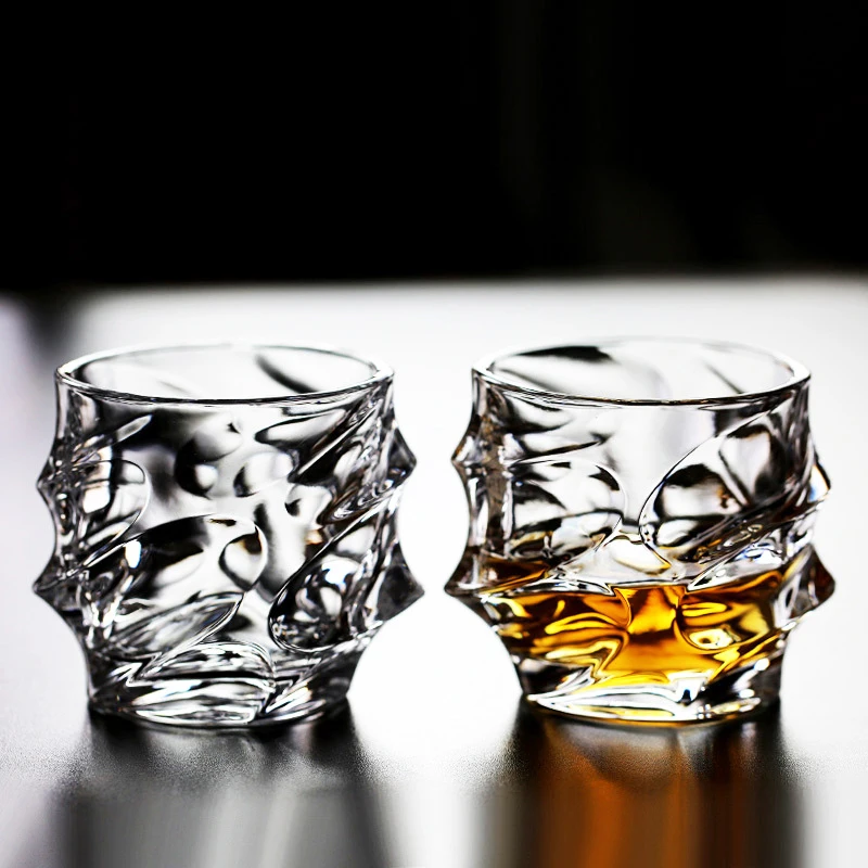 320ml Transparent Cocktail Brandy Cups 2pcs Set Household Whiskey Glass Nordic Classical Foreign Wine Glass Wave Shaped Beer Cup