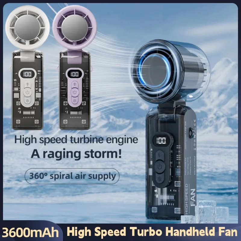 

Ручной мини-вентилятор 3600 мАч, складной для кемпинга, пешего туризма, высокоскоростной охлаждающий вентилятор, перезаряжаемый электрический турбовентилятор 13000 об/мин