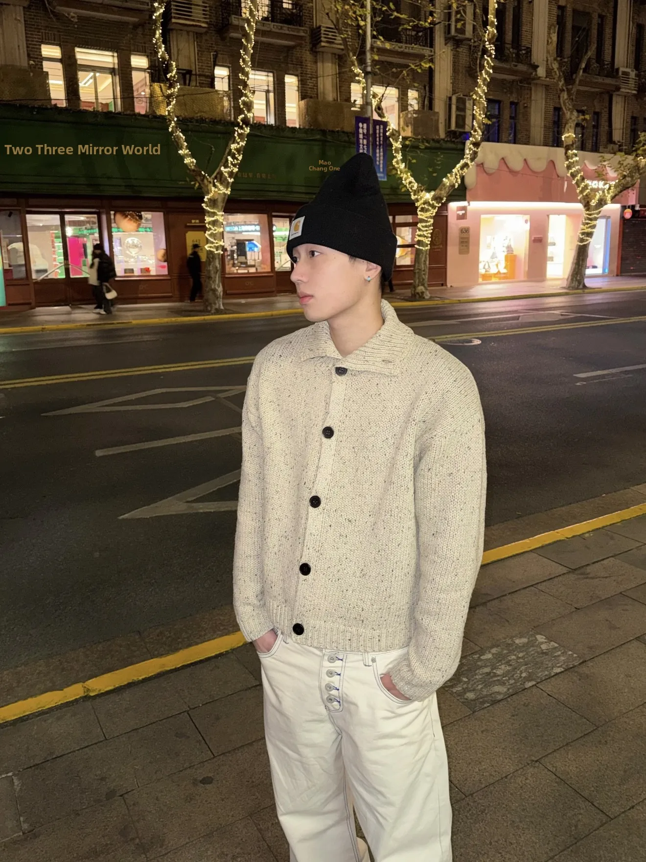 

American Retro Floral Knit High Collar Button Cardigan Men Women Winter Casual Versatile Outerwear Long Sve Polyester Fiber