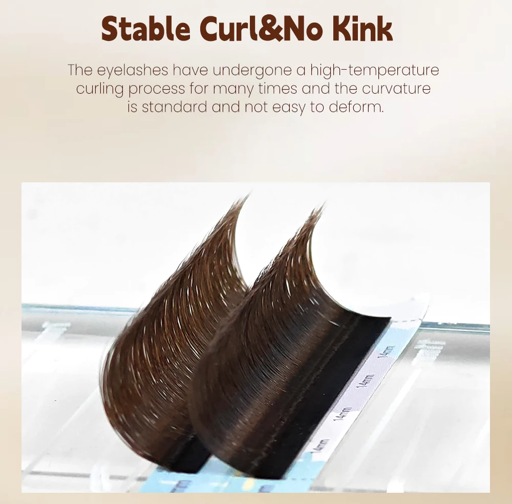 Yelix Schwarz-Braun 3D W-Form Volumen-Wimpern mit kleinerem Abstand, vorgefertigte Wimpern-Trays, professionelle Salon-Ausstattung, Großhandel, Großmengen – Detail 10