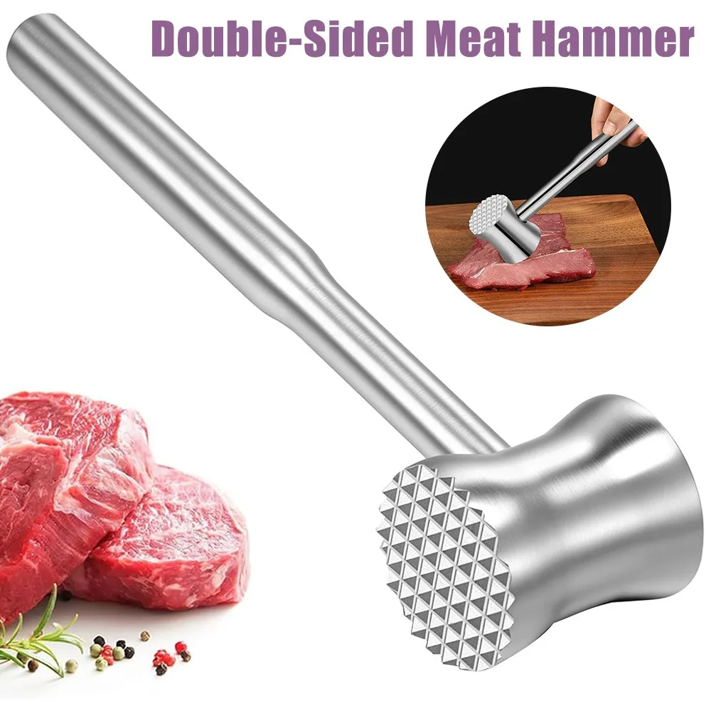 

304 Stainless Steel Solid Meat Tenderizer Hammer Precision Cast Ergonomic Handle Home Steak and Meat Tenderizing Kitchen Tool