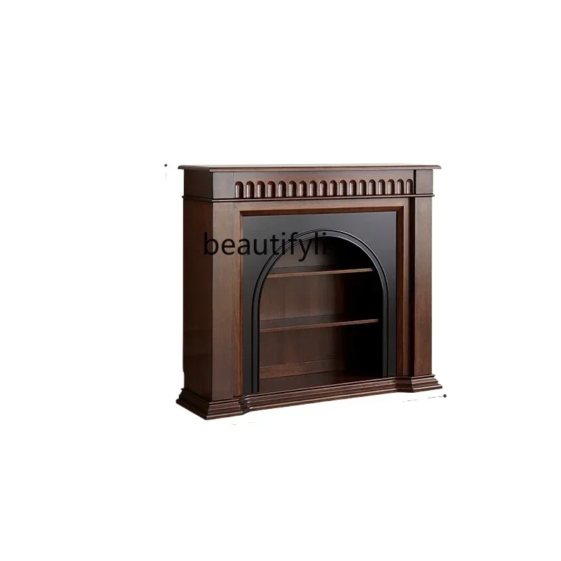 French fireplace cabinet living room porch  American retro solid wood fireplace decorative  living room  cabinet