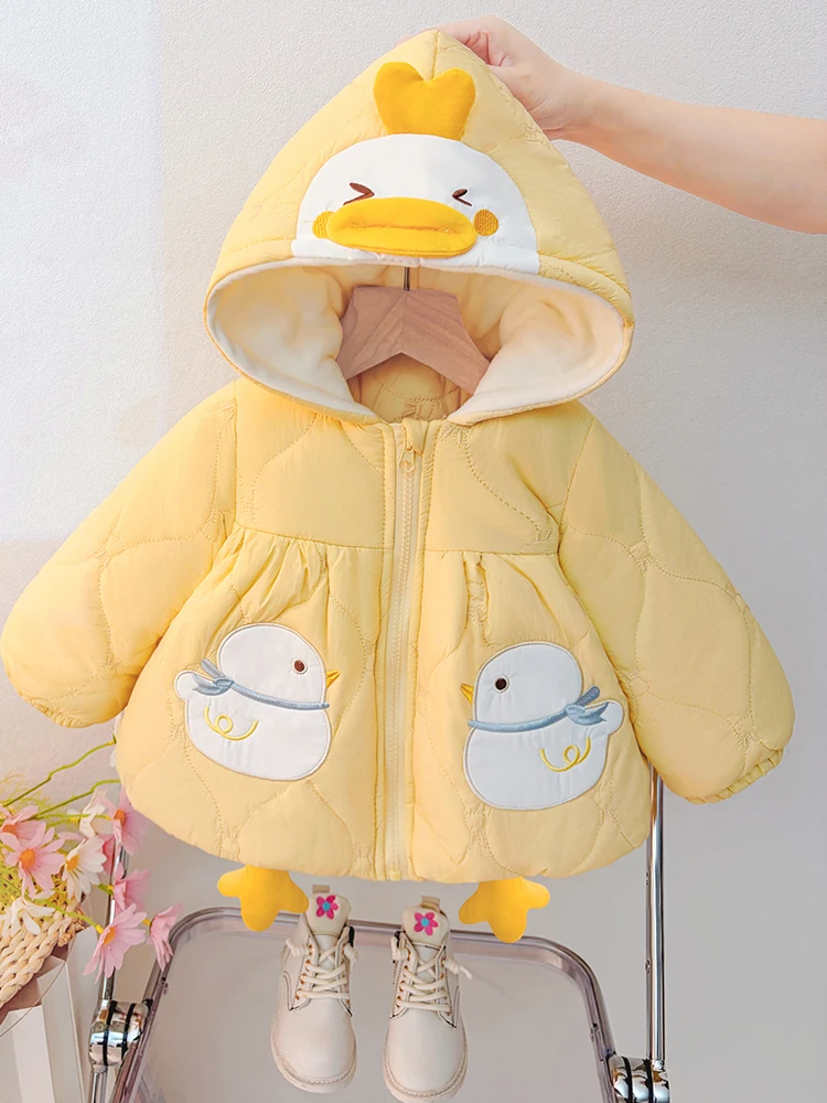 

Зимнее хлопковое теплое милое моющееся детское пальто на подкладке Fce для девочек, свободное пальто на молнии...