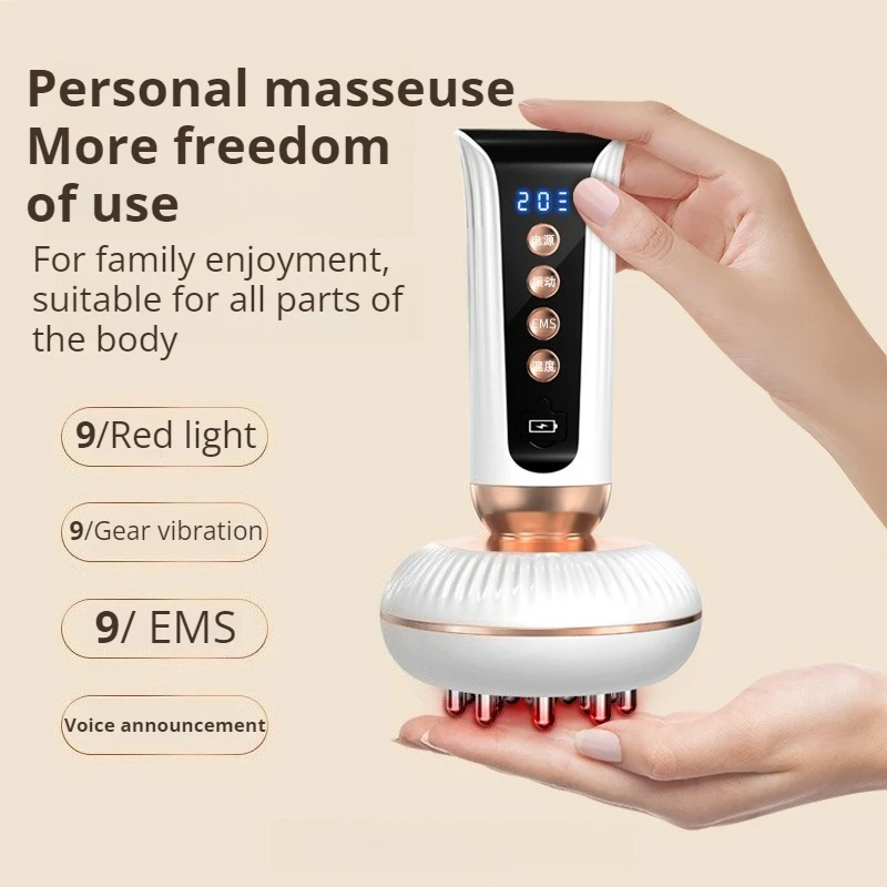 

Интеллектуальная массажная щетка с голосовым управлением, EMS, микротоками, подогревом и вибрацией, для всего тела, многофункциональный портативный электрический массажер