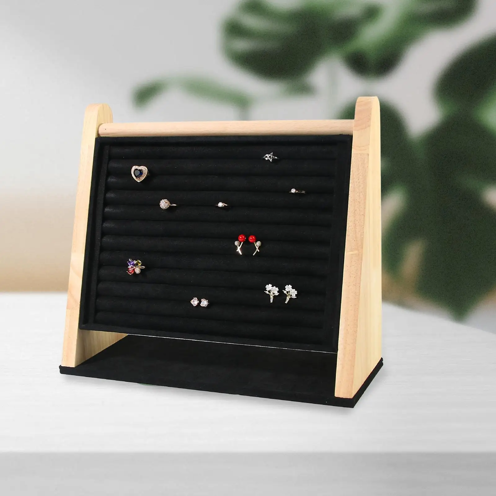 Ring Holder Multi Tiers Stable Base Jewelry Organizer for Home Shops Desktop Black