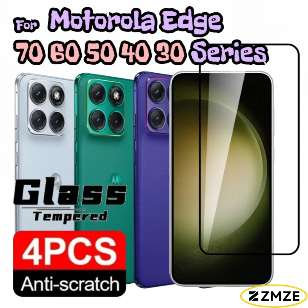 

4 Pcs HD Tempered Glass Film For Motorola Edge 40 Neo 70 Fusion + 60 50 40 Pro 60S 50 30 Ultra 30 60 50 Fusion Screen Protectors