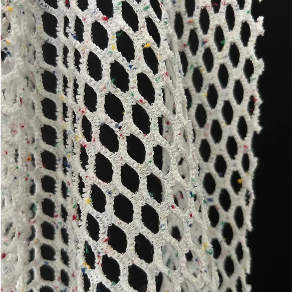 

Colored Thread Ball Braided Rhombus Large Mesh Fabric Rough Cotton Mesh Gauze Fabric Mesh Perspective Design Fabric Sewing