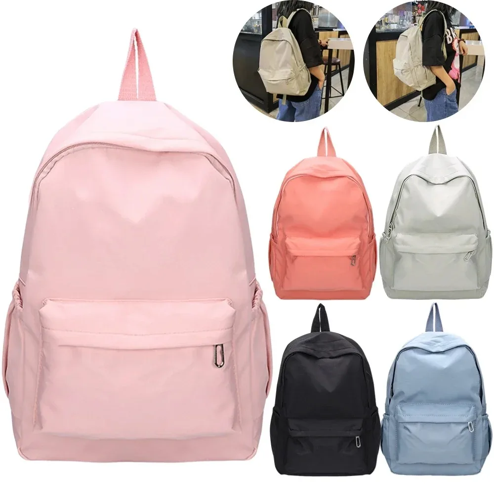 

Fashion Large Capacity Shoulder Backpack Waterproof Nylon School Bag Solid Color Travel Backpack Students