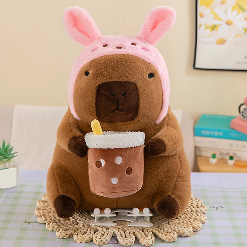 Capybara Plush Toy Simulation Capibara Cosplay Unicorn Dinosaur Dress Boba Bread Fruit Food Decor Birds Bubble Stuffed Animals