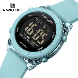 NAVIFORCE New Female Watches LCD Digital Display Trend Fashion Fumed Silica Strap Women Wrist Watch 5ATM Waterproof Ladies Clock