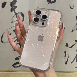 Bling Glitter Lens protector Clear Case for iphone 16 16pro 17 15 Pro 14 13 pro max 12 Anti-fall hard glitter protective cover