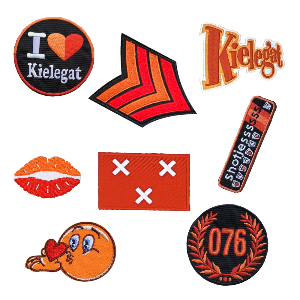 Carnival Kielegat Embleem Red And Orange Patches For Clothing Iron On Embroidered Sew Applique Patch 076 Badge