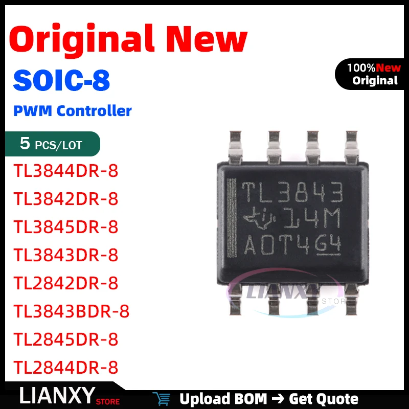 5pcs SOIC-8 TL3844DR-8 TL3842DR-8 TL3845DR-8 TL3843DR-8 TL2842DR-8 TL2845DR-8 TL2844DR-8 TL3843BDR-8 PWM Controller New Original