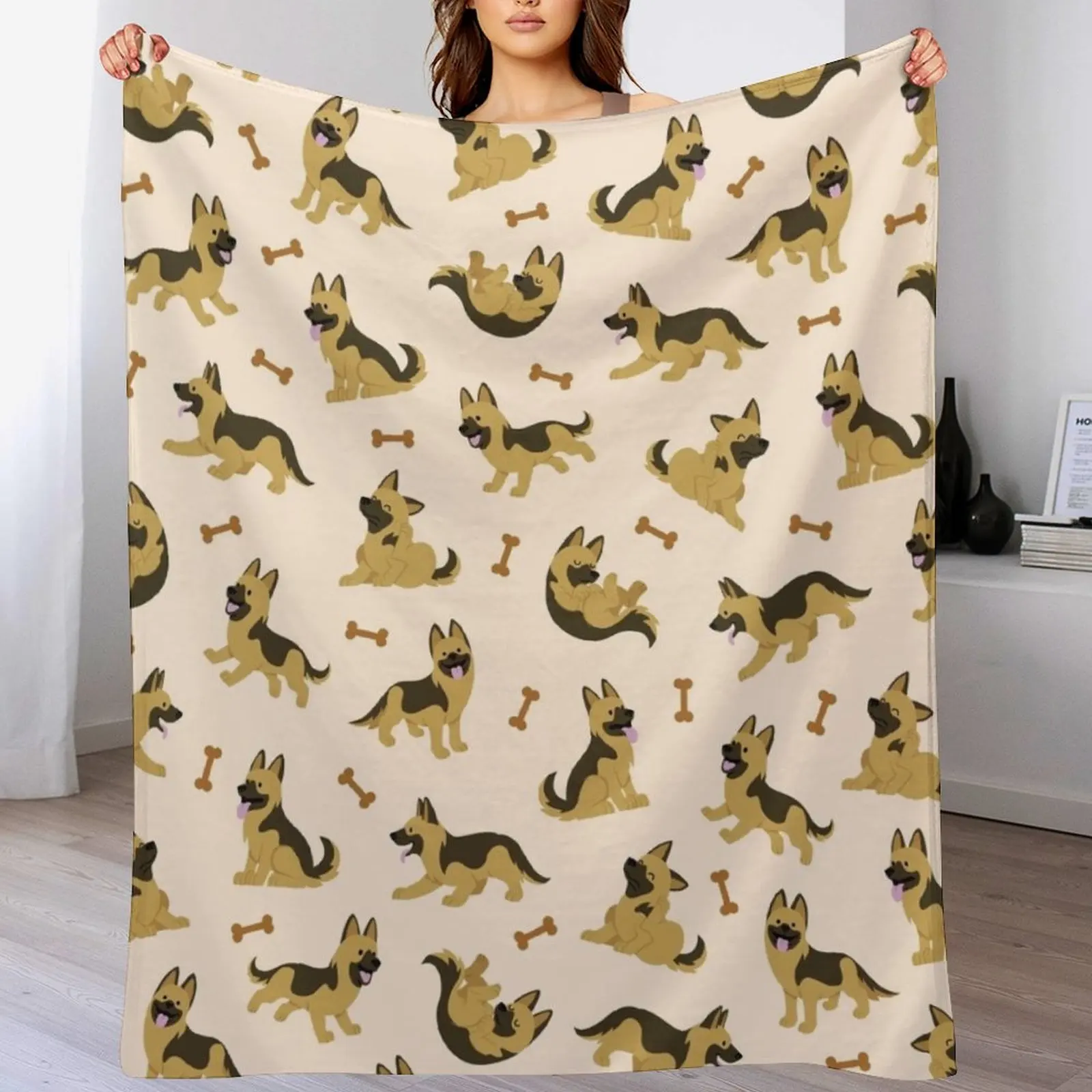 Adorable German Shepherd Cute Puppy Dog - Pattern Throw Blanket Sleeping Bag Weighted Single For Sofa Thin Blankets