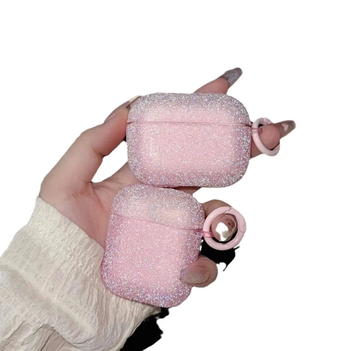 

Pink for AirPods Earphone Case Protective Cover Candy colored for Apple Earphone Case Cover Anti drop with Round Buckle