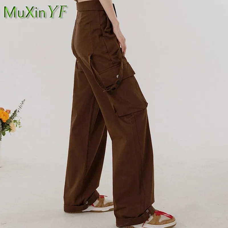 Women\'s 2024 Autumn/Winter New Cargo Pants Matching Set Korean Elegant Vintage Knit Hoodie+Vest+High Waist Trousers 3-Piece Suit