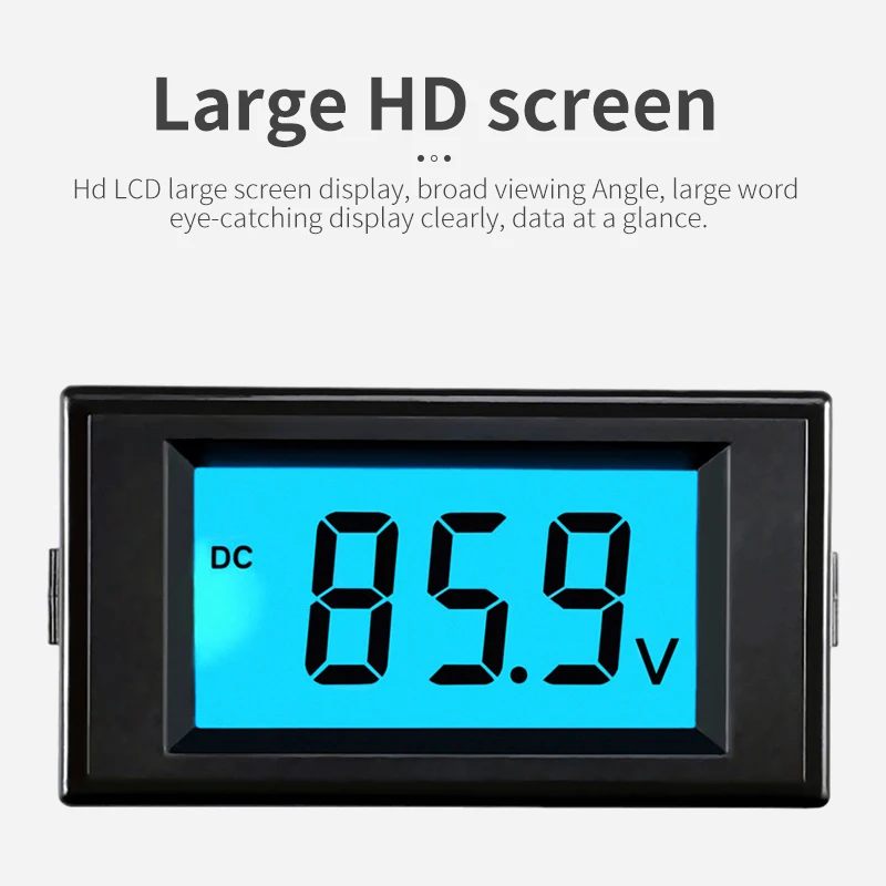 D69-30 DC Voltmeter Digital Display DC12V24V72V100V LCD Meter Head Two Wires Direct High Precision Low Power Consumption