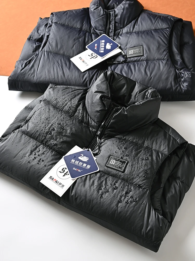 

Men's Thiened Du down Vest Stand Collar Warm Winter Faion Ci Sle Stand Fit Youth M Padded Jaet Zipper Closure