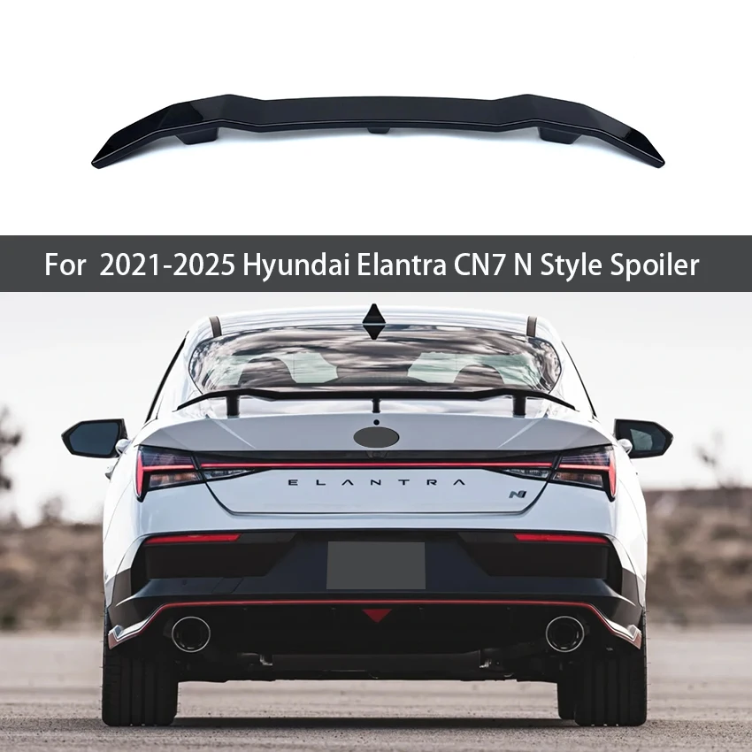 

Для Hyundai Elantra CN7 N стиль 2021-2025 глянцевый черный карбоновый задний спойлер крышки багажника крылья автомобиля внешние тюнинговые аксессуары часть