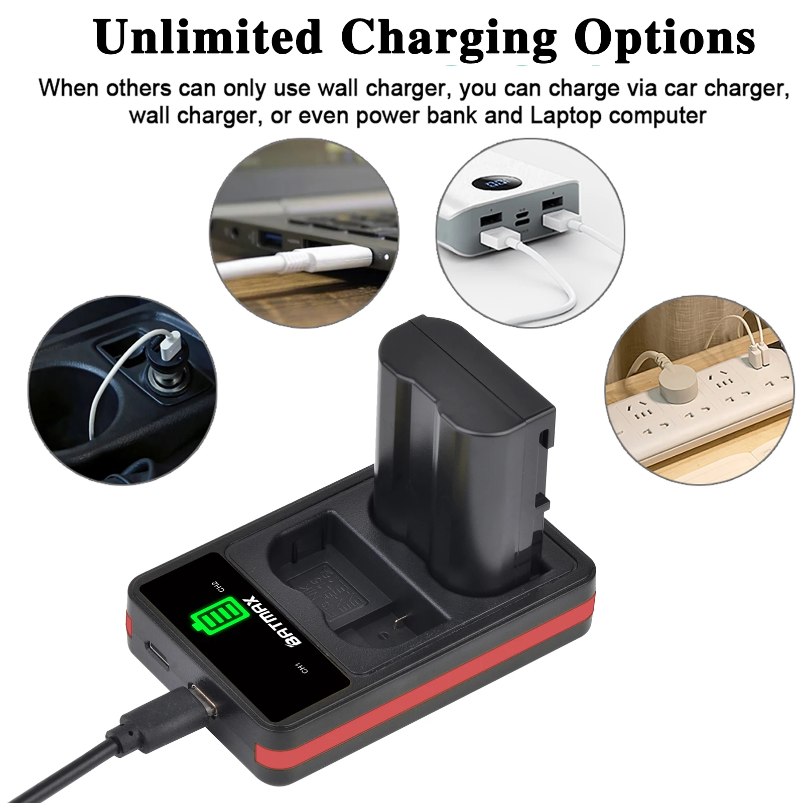 Batmax 2280mAhEN EL15 EN EL15C بطارية Akku + شاحن LED من النوع C لنيكون Z5,Z6,Z7,D7100,D7200,D7500,D850,D750,D7500,D810,D500