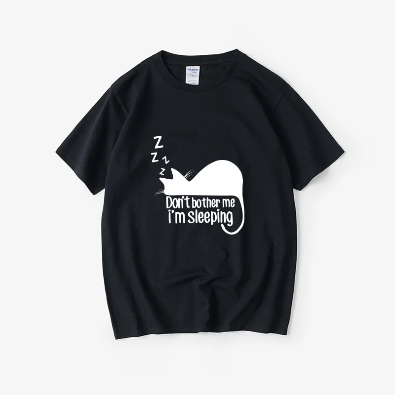 

Милая футболка с иллюстрацией «Не беспокойте мою спящую кошку», свободного кроя, с коротким рукавом, круглым вырезом, женская, оверсайз, удобная, хлопковая.